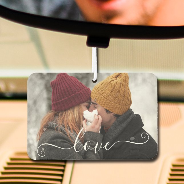 Personalised Photo Car Car Air Freshener (LOVE overlay on your photo auto air freshener, choose your scent)