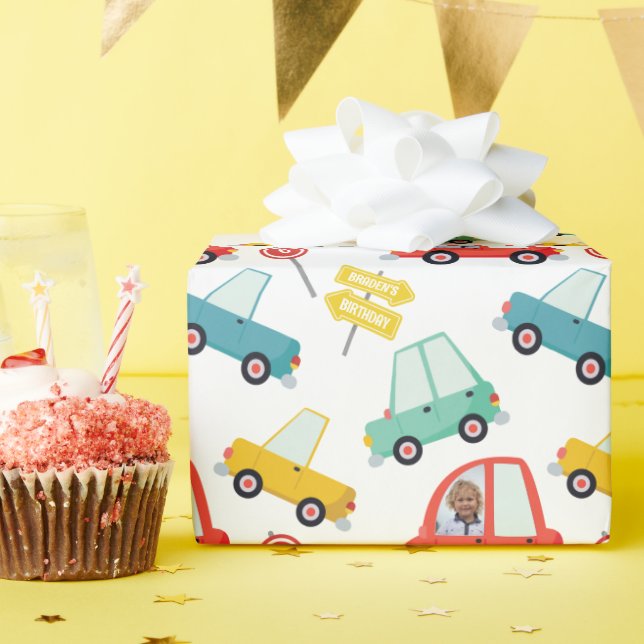 Personalised Photo Cars Wrapping Paper (Birthday Party)