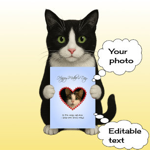 Personalised photo cat mum Mothers Day Card