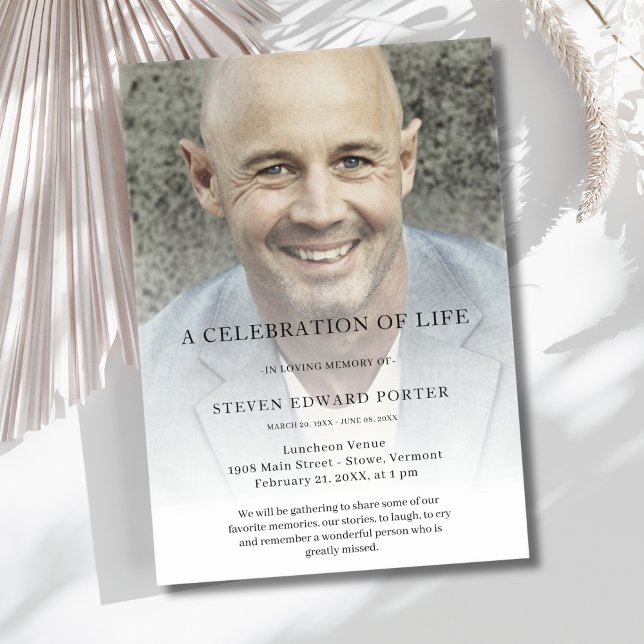 Personalised Photo Celebration of Life Funeral Acrylic Invitations (Celebration of Life Invitation)