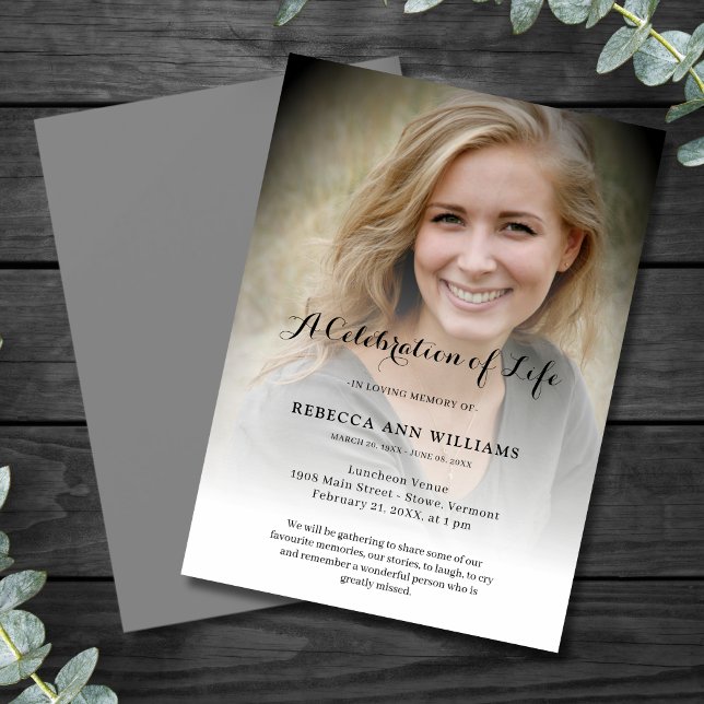 Personalised Photo Celebration of Life Funeral Invitation (Creator Uploaded)