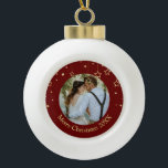 Personalised Photo Ceramic Ball Christmas Ornament<br><div class="desc">Personalised photo ceramic ball ornament features round framed photo with hanging stars.</div>