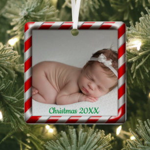 Personalised Photo Christmas 20XX Tree Trim Metal Tree Decoration