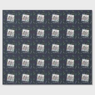 Personalised Photo Christmas Botanical Holiday Wrapping Paper