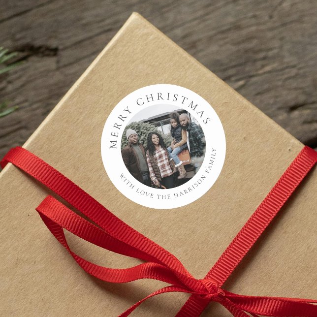 Personalised Photo Christmas Classic Round Sticker (Creator Uploaded)