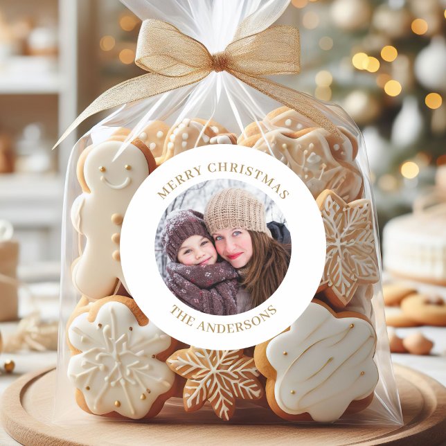 Personalised Photo Christmas Classic Round Sticker (Creator Uploaded)