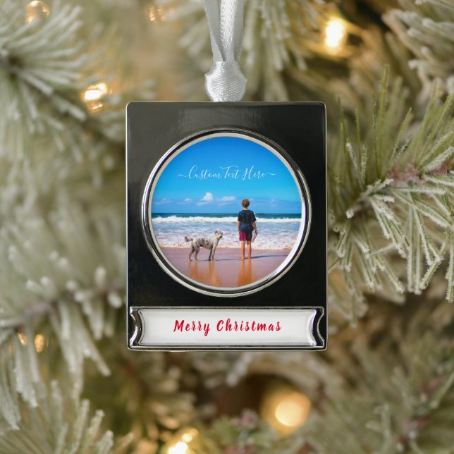 Personalised Photo Christmas Ornament Custom Text (Tree)