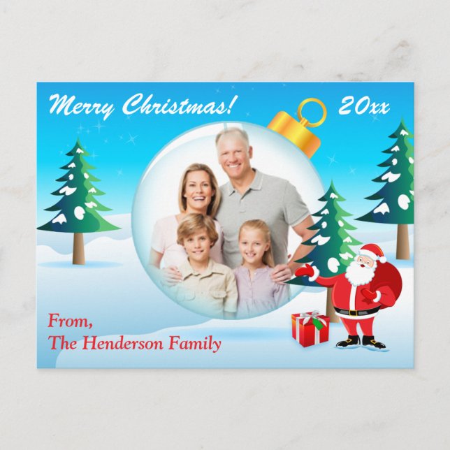 Personalised PHOTO Christmas Ornament Post Card (Front)