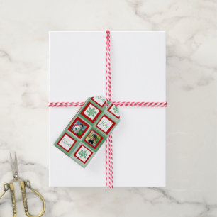 Personalised Photo Christmas Red and Green Squares Gift Tags
