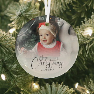 Personalised Photo   Christmas Tree  Glass Tree Decoration