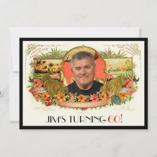 Personalised Photo Cigar Box Label Party Invite