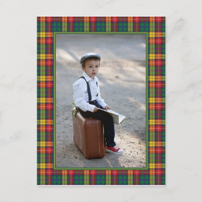 Personalised Photo Clan Buchanan Plaid Pattern Postcard (Front)