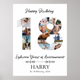 Personalised Photo Collage 18th Birthday Poster