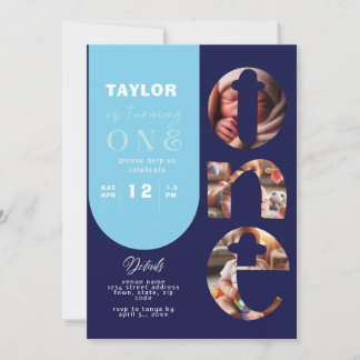 Personalised Photo Collage 1st Birthday Invitation