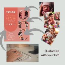 Personalised Photo Collage 1st Birthday Invitation