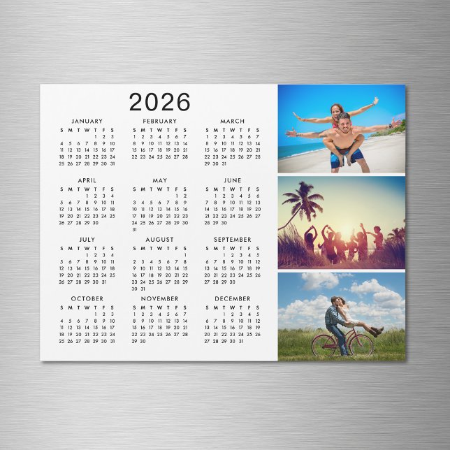 Personalised Photo Collage 2026 Calendar Magnet (Creator Uploaded)