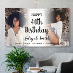 Personalised Photo Collage 40th Birthday Party Banner<br><div class="desc">Elegant script 40th birthday party banner for women. Personalised with a modern style 2 photo collage. Use this welcome sign inside or outside. To change the photo placement: click on the button to customise the design,  click on "crop",  and move the image.</div>