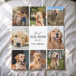 Personalised Photo Collage Best Dog Mum Ever Gift Fleece Blanket