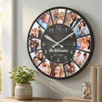 Personalised Photo Collage Black Wood Family