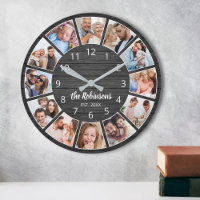 Personalised Photo Collage Black Wood Family