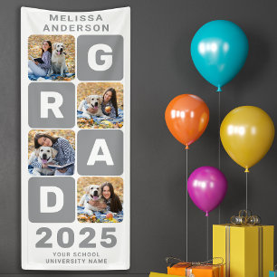 Personalised Photo Collage Bold Trendy Graduation Banner
