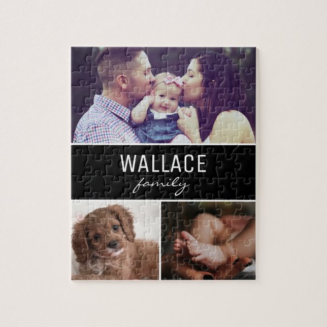 Personalised Photo Collage Family Name Custom Jigsaw Puzzle (Vertical)