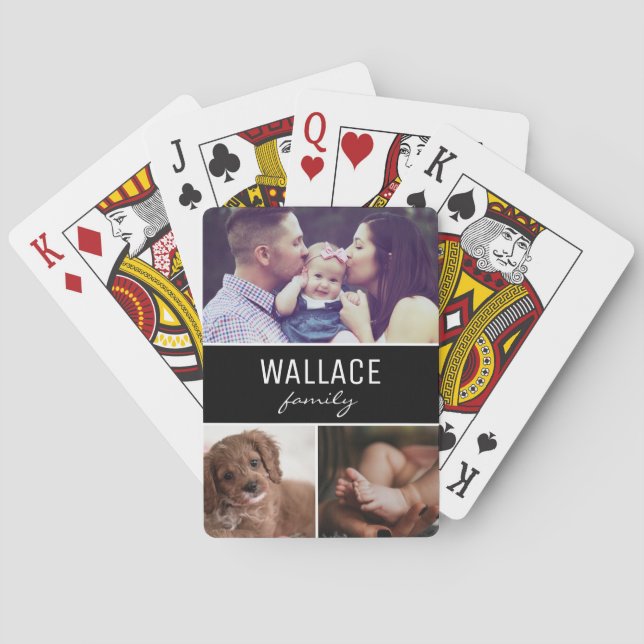 Personalised Photo Collage Family Name Custom Playing Cards (Back)