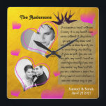 Personalised Photo Collage Golden Wedding Clock<br><div class="desc">Wall Clock: Custom Wedding,  Anniversary,  Valentines Photo Clock with unique golden vintage desing. Personalise with your own favourite pictures and create beautiful collage to capture special moments of your life. Change any texts to your own,  including the poem.</div>