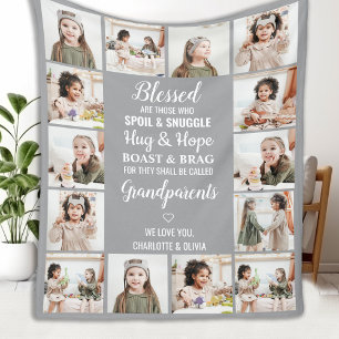 Personalised Photo Collage Grandparents Fleece Blanket