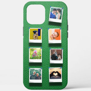 Personalised Photo Collage Green Girly Trendy Chic iPhone 12 Pro Max Case