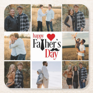  Personalised Photo Collage "Happy Father's Day" P Square Paper Coaster