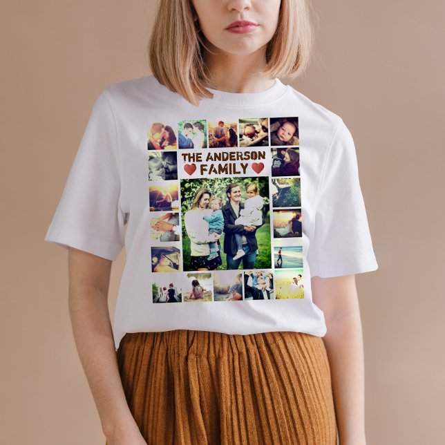 Personalised Photo Collage hearts and text T-Shirt (Creator Uploaded)