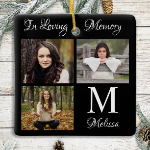 Personalised Photo Collage In Loving Memory Ceramic Ornament