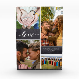 Personalised Photo collage Love Script Anniversary Block