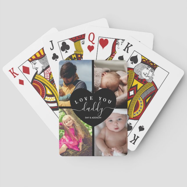 Personalised Photo Collage Love You Daddy Gifts Playing Cards (Back)