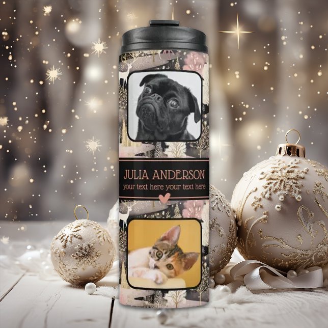 Personalised Photo Collage Modern Christmas  Thermal Tumbler (Creator Uploaded)