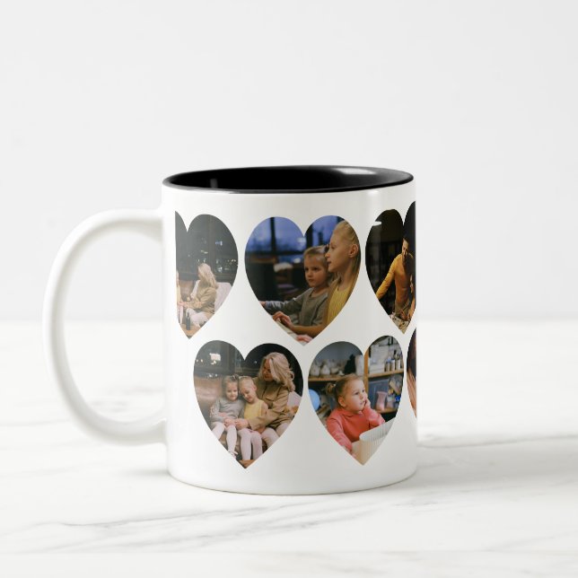 Personalised Photo Collage Mug with Heart Frames (Left)