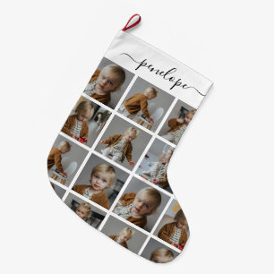 Personalised Photo Collage Name Large Christmas Stocking