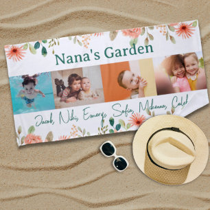 Personalised Photo Collage Nana Grandma's Garden  Beach Towel