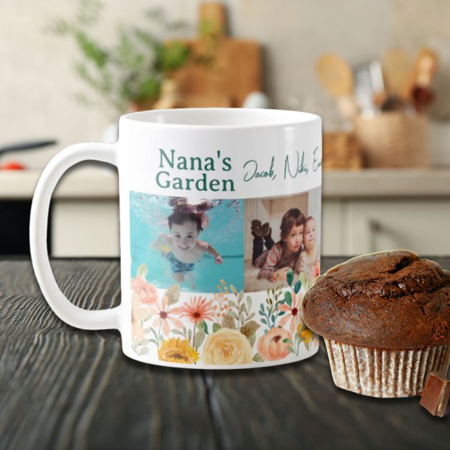 Personalised Photo Collage Nana Grandma's Garden  Coffee Mug (Personalized Photo Collage Nana Grandma's Garden Coffee Mug)