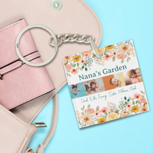 Personalised Photo Collage Nana Grandma's Garden  Key Ring
