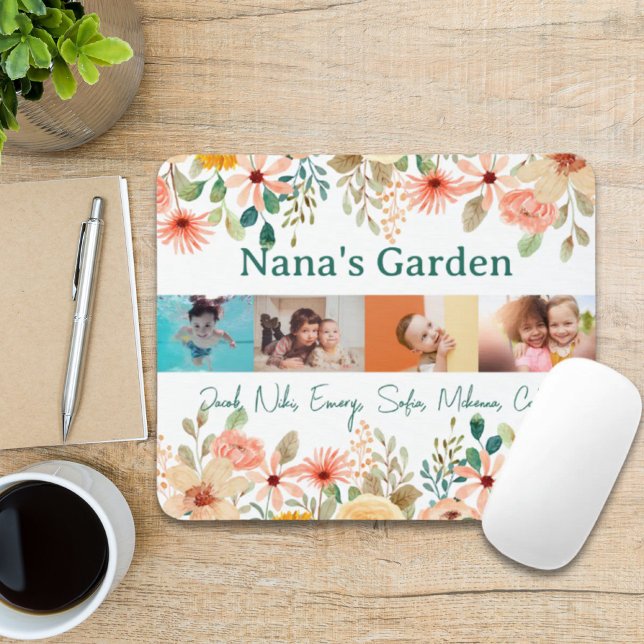 Personalised Photo Collage Nana Grandma's Garden  Mouse Pad (Personalized Photo Collage Nana Grandma's Garden Mouse Pad)