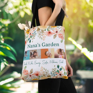 Personalised Photo Collage Nana Grandma's Garden  Tote Bag