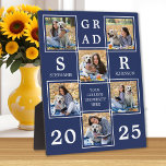Personalised Photo Collage Navy Blue Graduation  Plaque<br><div class="desc">Celebrate your graduate and give a special personalised gift with this custom photo collage graduation plaque. This unique photo collage graduate plaque is will be a treasured keepsake. Customise with 6 of your favourite senior or college photos, and personalise with graduating year, monogrammed name, high school or college. See 'personalise...</div>