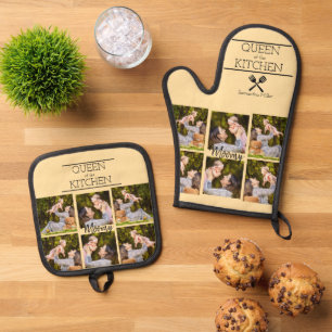 Personalised Photo Collage Oven Mitt & Pot Holder Set