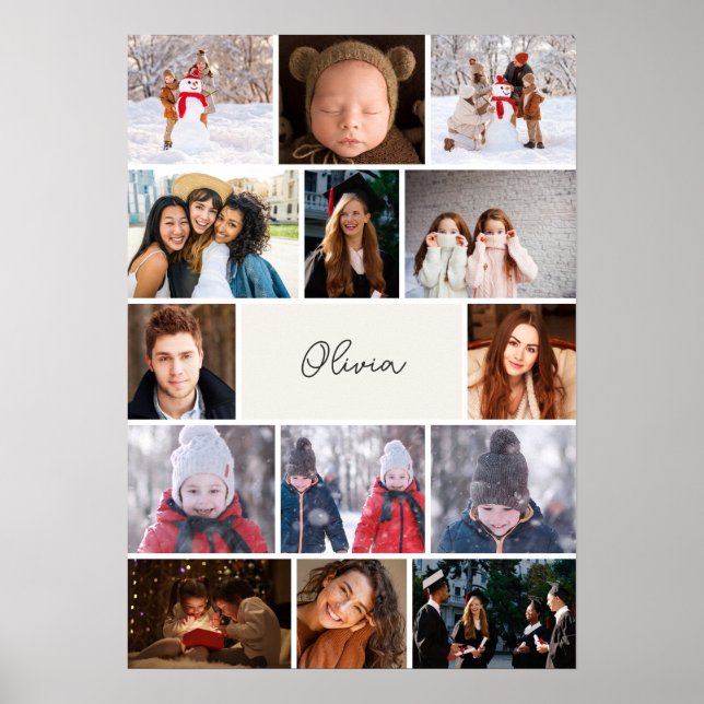 Personalised Photo Collage Poster with Name (Front)