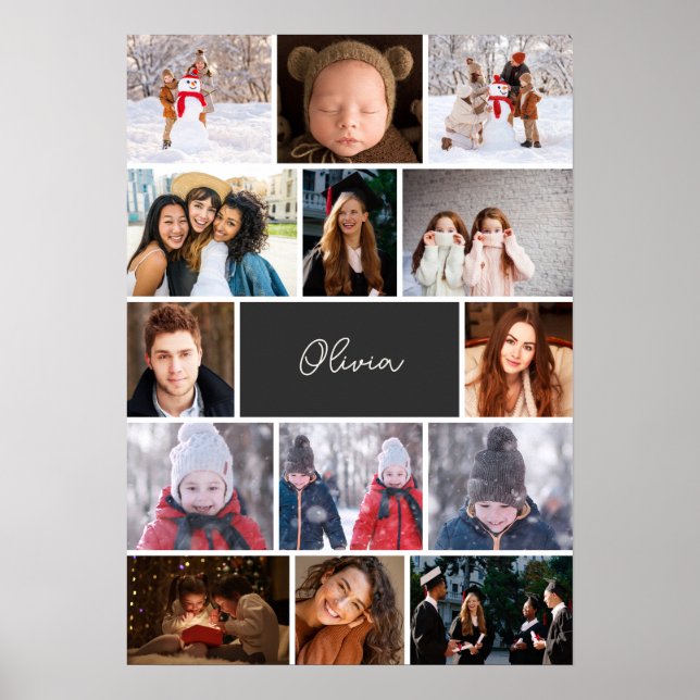 Personalised Photo Collage Poster with Name (Front)