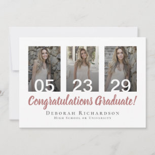 Personalised Photo Collage Rose Gold Graduation Card