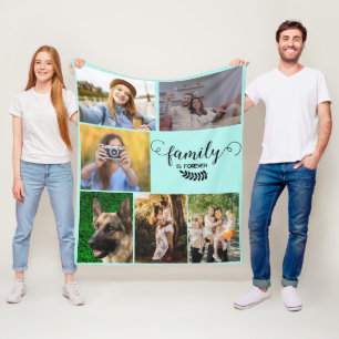 Personalised Photo Collage, Sweet Happy Family Fleece Blanket