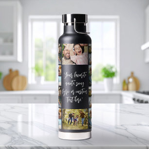 Personalised Photo Collage With Quote Water Bottle